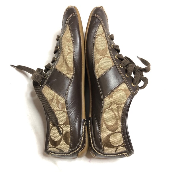 Coach SUEE Brown signature canvas leather sneakers - Picture 4 of 10